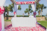 pink ceremony space by the beach